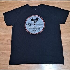 DISNEY PARKS Mickey Mouse Club 45 RPM Record Lyrics T- Shirt ~ women's L